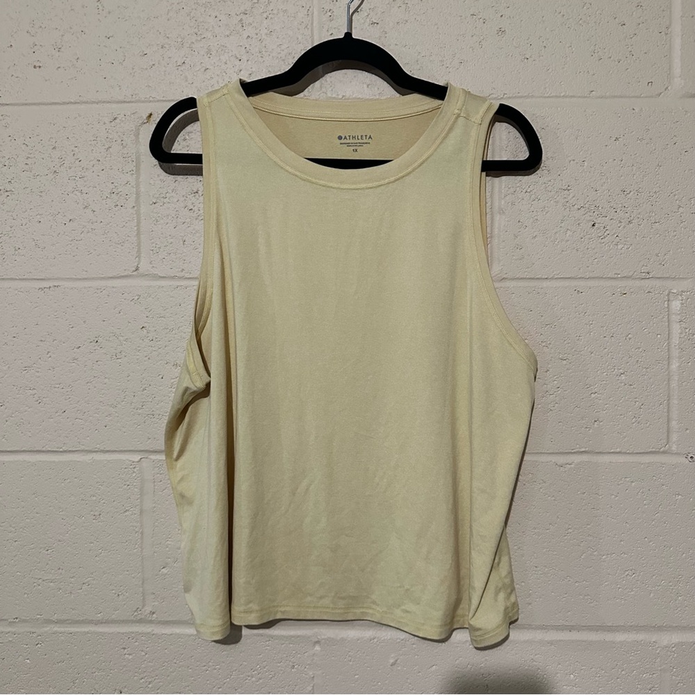Athleta women’s tank top yoga shirt pale yellow‎ size XL